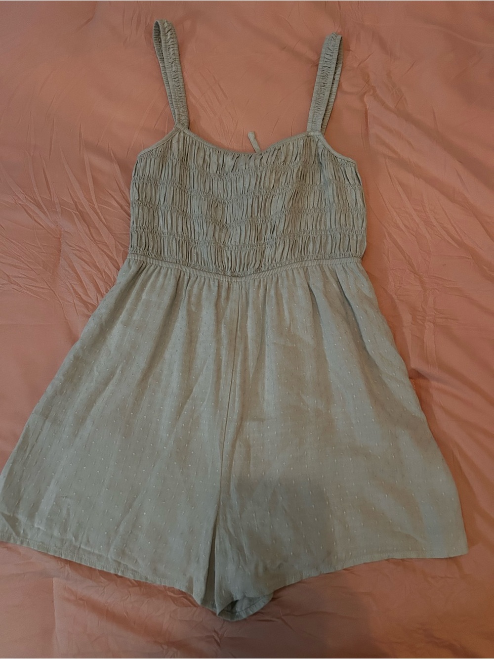 Le Lis Light Sage Green Smocked Romper. Size S.